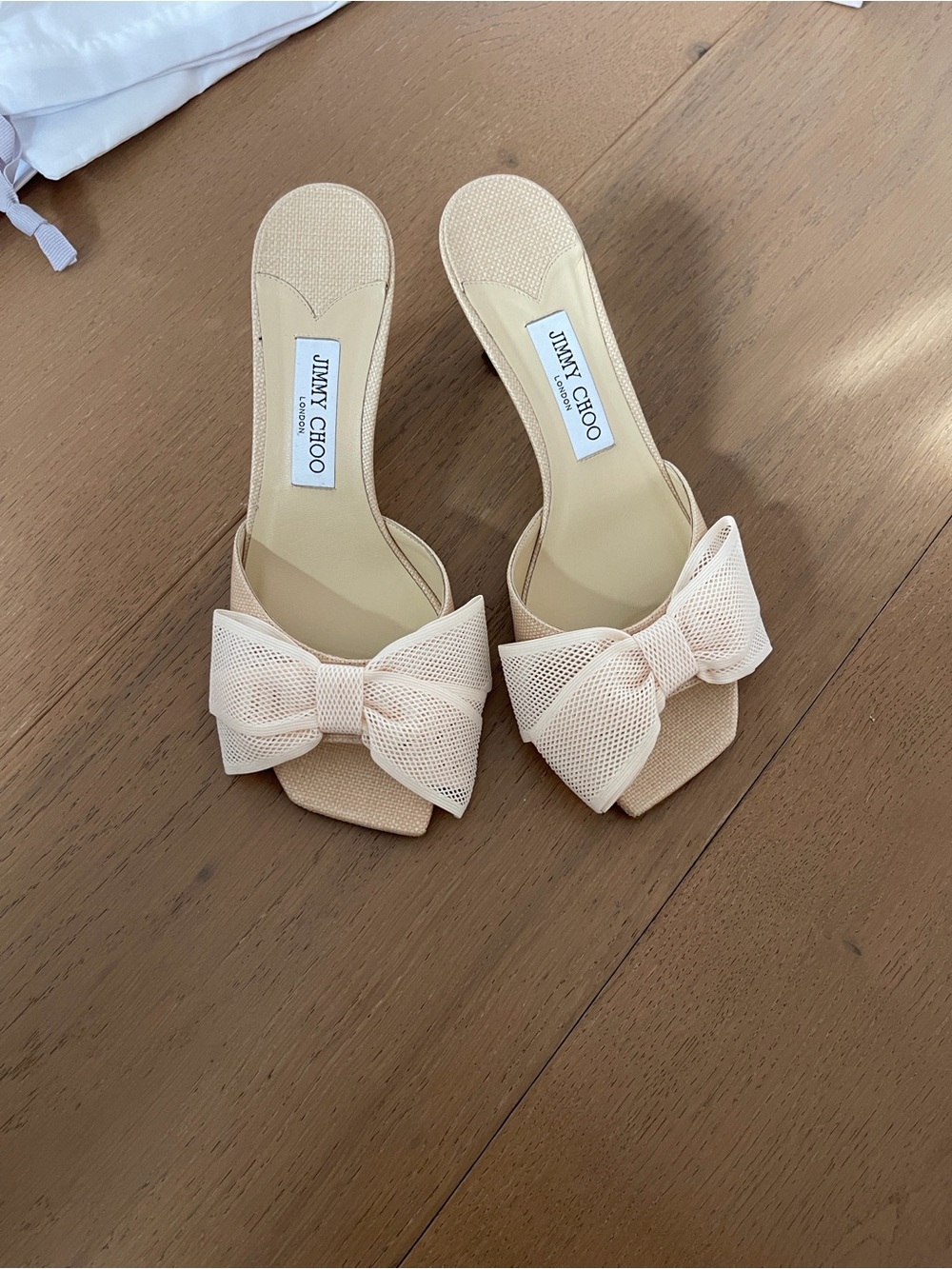 Jimmy Choo Pale Cream Open-Back Mules
